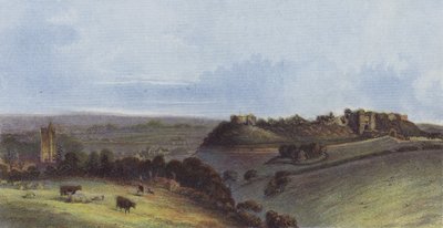 Carisbrooke Kasteel en Dorp door English School